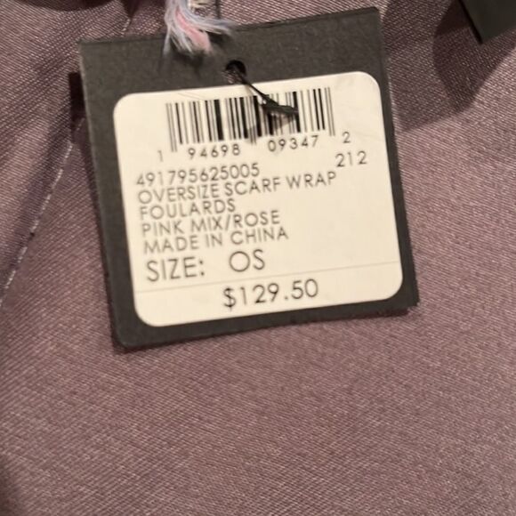 CLUB MONACO Mauve Pink/blue Oversize 100% Cotton Lightweight Wrap Scarf - Picture 3 of 6